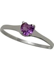10 Karat White Gold Genuine Amethyst Heart Solitaire Baby Ring