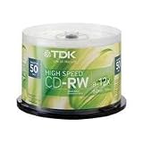 TDK Systems CDRW 80MIN 700MB 12X HI-SPEED SPINDLE 50PK ( CD-RW80HSGC50-G )