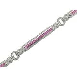 14k Gold Antique Look Pink Sapphire Diamond Bracelet (5.40 cts.tw.)