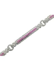 14k Gold Antique Look Pink Sapphire Diamond Bracelet (5.40 cts.tw.)