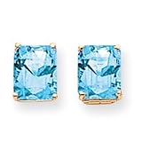 14k 10x8mm Emerald Cut Blue Topaz earring XE69BT