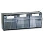 Deflecto 20304OP Three-bin horizontal tilt bin storage system, 23-5/8w x 7-3/4d x 9-1/2h, black