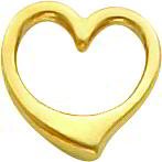 14K Gold 3D Floating Heart Slide Pendant Love Charm