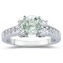 0.92 Cts Diamond & 0.78 Cts Green Amethyst Ring in 18K White Gold-8.0