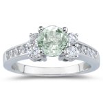0.92 Ct Diamond and 0.78 Cts Green Amethyst Ring in 18K White Gold by myamethystjewelry