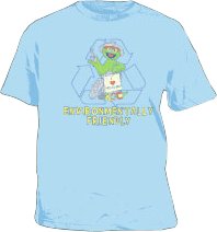 Sesame Street Oscar the Grouch "Environmentally Friendly" Light Blue Tee T-Shirt