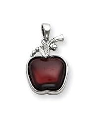 Sterling Silver Red Cabochon Apple Pendant