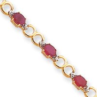 14k Diamonds and Rubies Fancy Diamond Ruby Bracelet - 7.25 Inch - Box Clasp by JewelryWeb