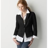 Buy Ann Taylor Loft Ladies Black Textured Cotton Cutaway Blazer by Ann Taylor LOFT