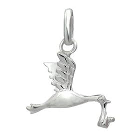 Genuine 925 Sterling Silver Finish Stork with Baby charm for your Links bracelet