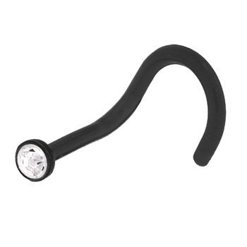 18 Gauge Black BIOPLAST Gem Nose Ring