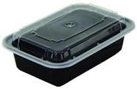 Pactiv NC868B Versatainers, 28 oz, 1.57" Length, 0.77" Width, 1.77" Height, Black/Clear (Pack of 150)