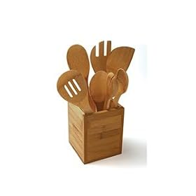 Forum Bamboo Utensil Set with Holder 7-pc. by Forum