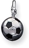 Enameled Soccer Ball 3D Charm, Sterling Silver