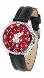 Washington State Cougars Competitor Ladies AnoChrome Watch with Leather Band and Colored Bezel