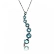 Blue Topaz Journey Curve Pendant w/ Chain in Solid White Gold