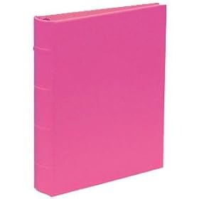 Saffiano-Pink bonded leather 1-up portable 3-ring Album with slip-in pockets by Graphic Image - 4x6