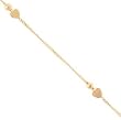 Puff Heart Anklet in Solid Yellow Gold Box Link Adjustable 9 or 10 inch