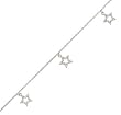 9"+1" Extension Rhodium Plated Anklet with CZ Star Drops