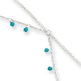 Sterling Silver Turquoise Double Chain Anklet Bracelet - 10 Inch - Italian