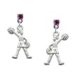 Cheerleader - Standing Hot Pink Swarovski Post Charm Earrings [Jewelry]