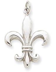 14k Gold White Gold Solid Polished Fleur de lis Charm