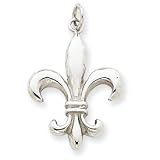 14k Gold White Gold Solid Polished Fleur de lis Charm