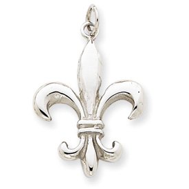 14k White Gold Solid Polished Fleur de lis Charm