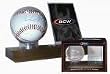 BCW Woodbase Baseball & Card Holder (Real Walnut) - Combo Ball & Card Display - Sports Memoriablia Display Case - Sportscards Collecting Supplies