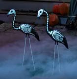 2 Halloween Skeleton Yard Flamingos Lawn Decor