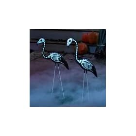 2 Halloween Skeleton Yard Flamingos Lawn Decor Ornaments - Great for Halloween Haunted House or Over the Hill Party Decorations
