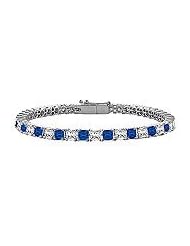 Sapphire and Diamond Tennis Bracelet : 14K White Gold â€" 4.00 CT TGW