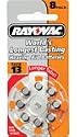 Rayovac Hearing Aid Size 13 Batteries on 8 Pack Dial Card, 1.4-volt