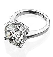 Platinum Plated Solitaire Diamanté Ring