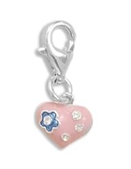 Sterling Silver Epoxy Heart Charm with Lobster Clasp