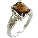 Women's Solitaire Smoky Quartz Genuine Nature Stone Special Plating Ring, Size: 5-10 Sterling Silver .925