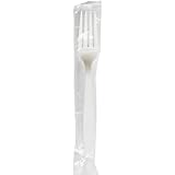 Daxwell White Plastic Full-Size Heavy Weight Fork, Individually Wrapped (Case of 1000)
