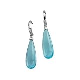 14K White Gold Swiss Blue Topaz Briolette Earrings