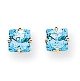 14k 5mm Princess Cut Blue Topaz earring XE61BT