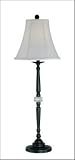 Lite Source LS-21162D BRZ Gefion Table Lamp - Dark Bronze with Crystal with White Fabric Shade