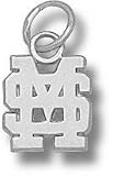 Mississippi State Bulldogs Solid Sterling Silver ''MS'' 3/8'' Pendant