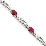 14k White Gold Ruby and Diamond Bracelet - 7 Inch - 5mm - Lobster Claw