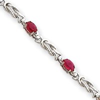 14k White Gold Ruby and Diamond Bracelet by JewelryWeb