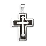 Stainless Steel and Black Inlay Cross Pendant