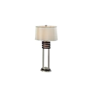 Nova Lighting 0327DS2 Kobe Table Lamp, 2-Pack, Brushed Nickel and Dark Brown Wood with...