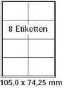 pripa Etikettenformat 105 x 74, 50 Blatt DIN A4 selbstklebende Etiketten. Der Einzelbogen ist aufgeteilt in8 Etiketten pro Bogen = 2 Spalten je 4 Reihen,400Etiketten/Pack.