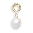 14k Yellow Gold Circle Cultured Freshwater Pearl/Diamond Slide