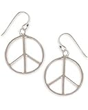 Silver Metal Peace Dangle Earrings