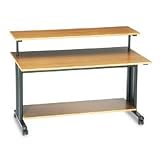 Adjustable Height Workstation- Oak/ Black