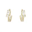 14K Yellow Gold CZ Square Huggy Earrings